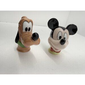 2 Vintage 1990s Disney Mickey Mouse And Pluto Thimbles Ceramic Enseco
